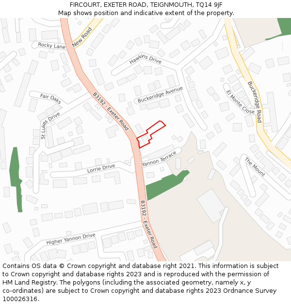 FIRCOURT, EXETER ROAD, TEIGNMOUTH, TQ14 9JF: Location map and indicative extent of plot