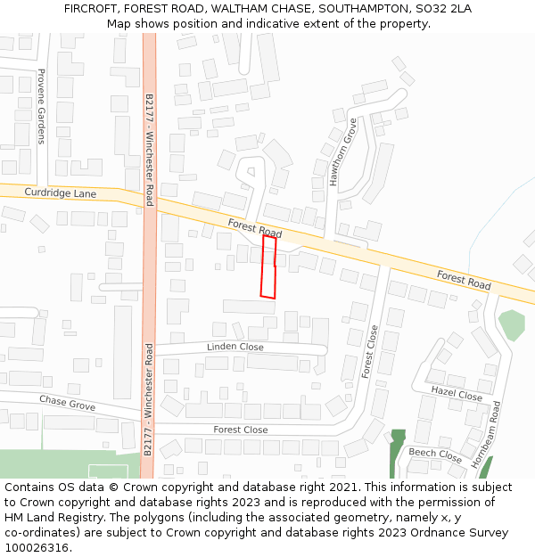 FIRCROFT, FOREST ROAD, WALTHAM CHASE, SOUTHAMPTON, SO32 2LA: Location map and indicative extent of plot