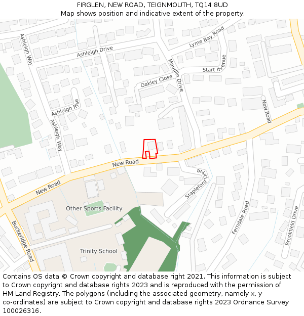 FIRGLEN, NEW ROAD, TEIGNMOUTH, TQ14 8UD: Location map and indicative extent of plot