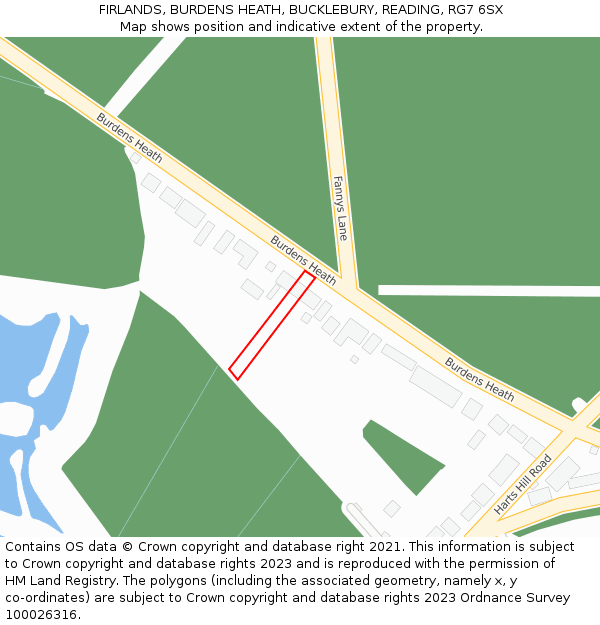 FIRLANDS, BURDENS HEATH, BUCKLEBURY, READING, RG7 6SX: Location map and indicative extent of plot