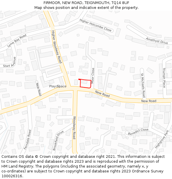 FIRMOOR, NEW ROAD, TEIGNMOUTH, TQ14 8UF: Location map and indicative extent of plot