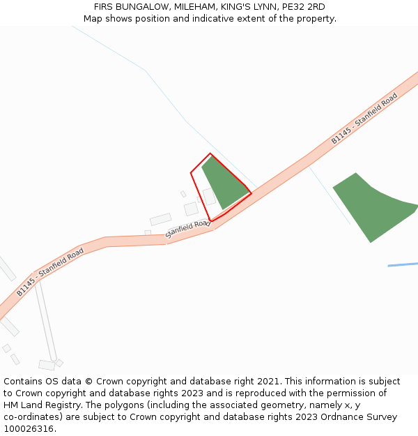 FIRS BUNGALOW, MILEHAM, KING'S LYNN, PE32 2RD: Location map and indicative extent of plot