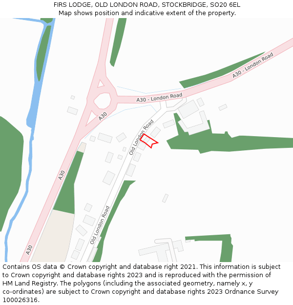 FIRS LODGE, OLD LONDON ROAD, STOCKBRIDGE, SO20 6EL: Location map and indicative extent of plot