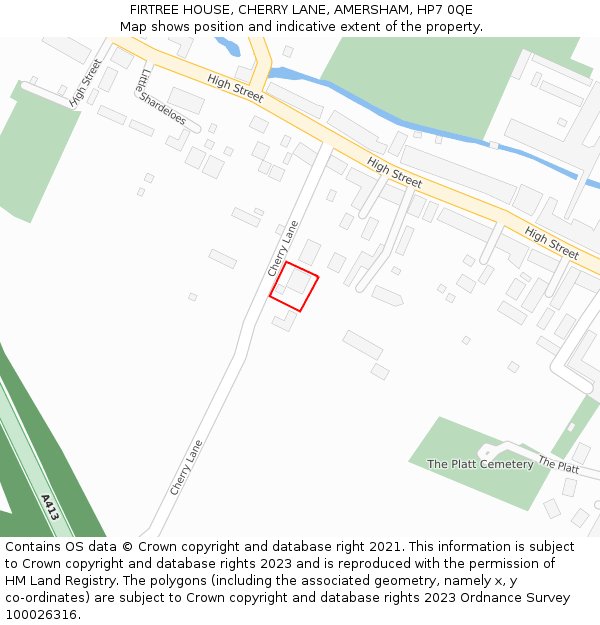 FIRTREE HOUSE, CHERRY LANE, AMERSHAM, HP7 0QE: Location map and indicative extent of plot