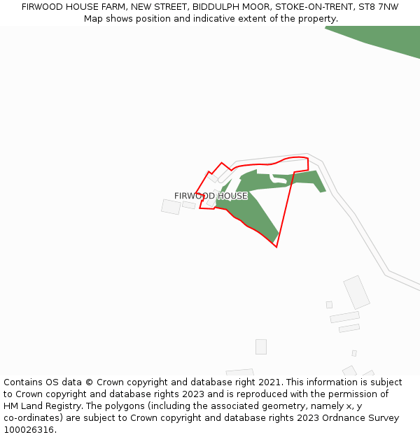 FIRWOOD HOUSE FARM, NEW STREET, BIDDULPH MOOR, STOKE-ON-TRENT, ST8 7NW: Location map and indicative extent of plot