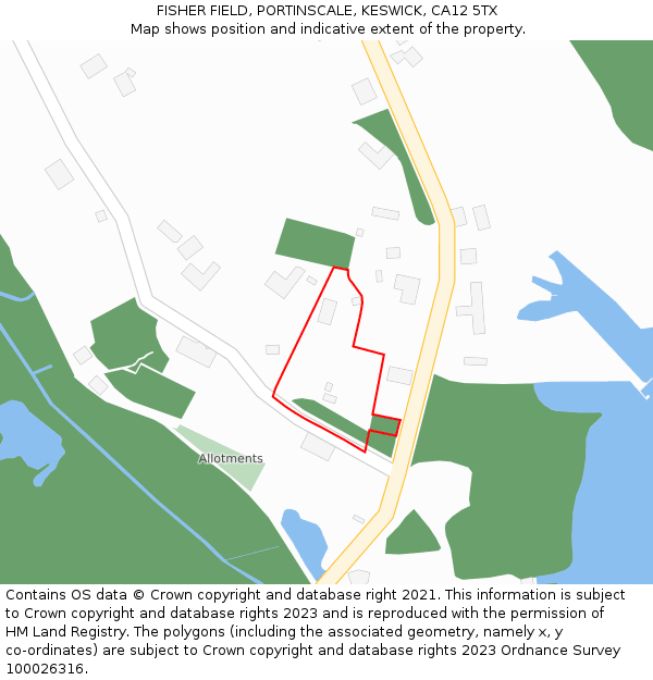 FISHER FIELD, PORTINSCALE, KESWICK, CA12 5TX: Location map and indicative extent of plot