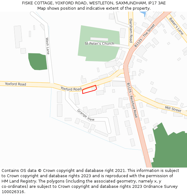 FISKE COTTAGE, YOXFORD ROAD, WESTLETON, SAXMUNDHAM, IP17 3AE: Location map and indicative extent of plot