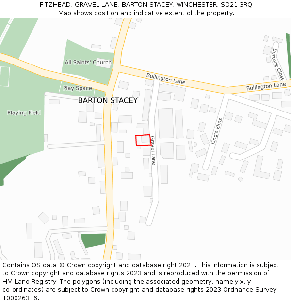 FITZHEAD, GRAVEL LANE, BARTON STACEY, WINCHESTER, SO21 3RQ: Location map and indicative extent of plot