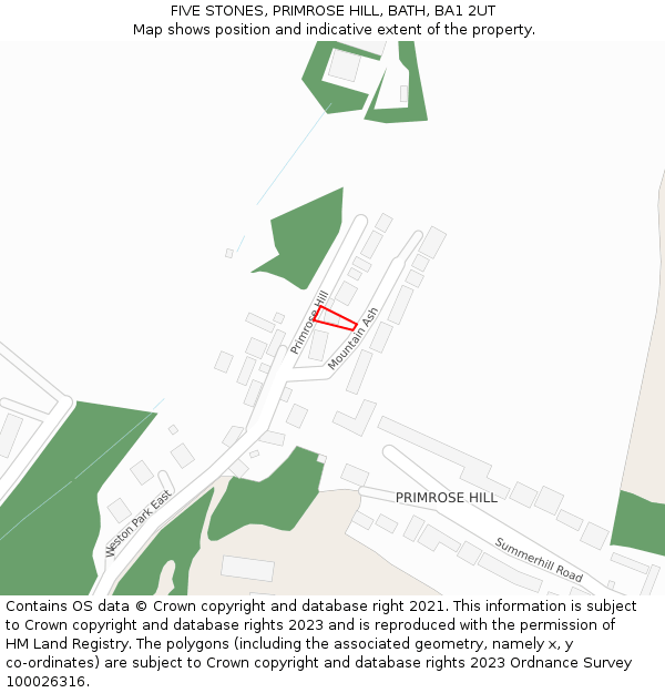 FIVE STONES, PRIMROSE HILL, BATH, BA1 2UT: Location map and indicative extent of plot