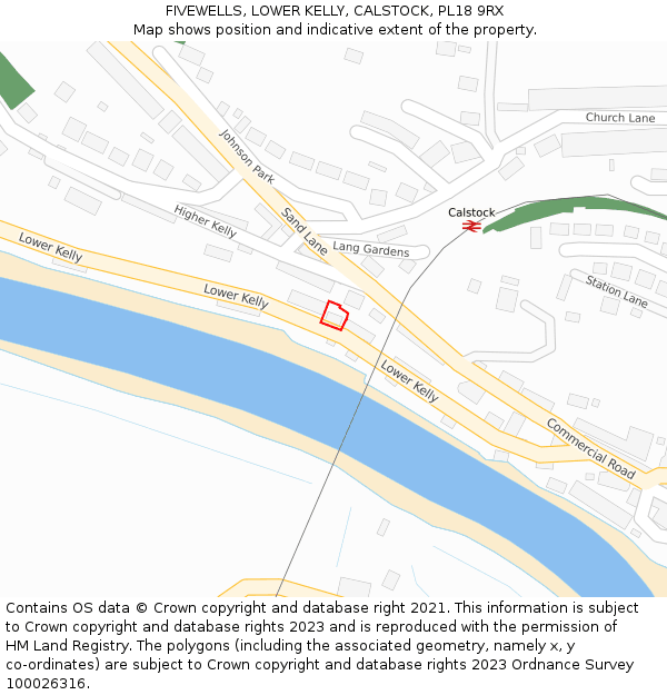FIVEWELLS, LOWER KELLY, CALSTOCK, PL18 9RX: Location map and indicative extent of plot