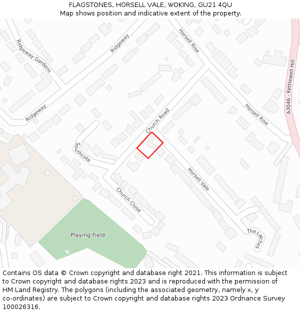 FLAGSTONES, HORSELL VALE, WOKING, GU21 4QU: Location map and indicative extent of plot