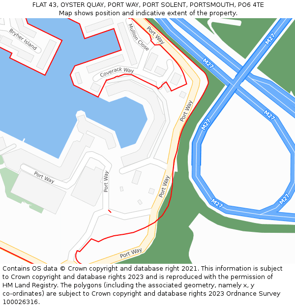 FLAT 43, OYSTER QUAY, PORT WAY, PORT SOLENT, PORTSMOUTH, PO6 4TE: Location map and indicative extent of plot