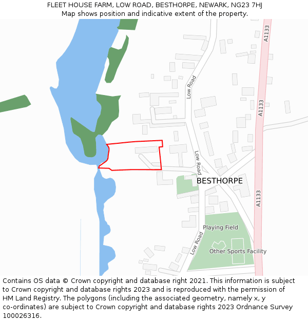 FLEET HOUSE FARM, LOW ROAD, BESTHORPE, NEWARK, NG23 7HJ: Location map and indicative extent of plot