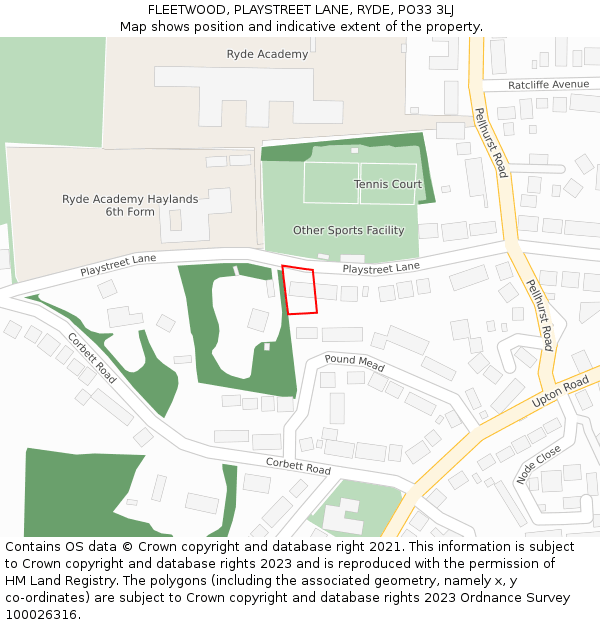 FLEETWOOD, PLAYSTREET LANE, RYDE, PO33 3LJ: Location map and indicative extent of plot