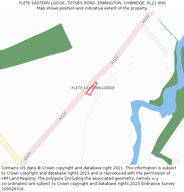 FLETE EASTERN LODGE, TOTNES ROAD, ERMINGTON, IVYBRIDGE, PL21 9NS: Location map and indicative extent of plot