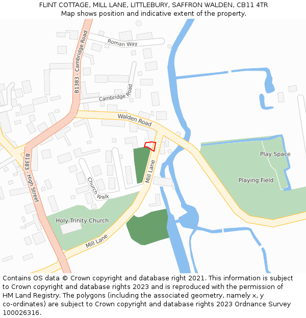 FLINT COTTAGE, MILL LANE, LITTLEBURY, SAFFRON WALDEN, CB11 4TR: Location map and indicative extent of plot