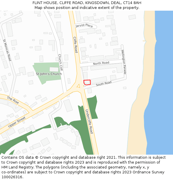 FLINT HOUSE, CLIFFE ROAD, KINGSDOWN, DEAL, CT14 8AH: Location map and indicative extent of plot