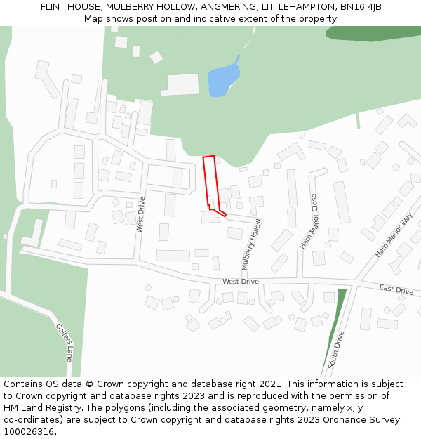 FLINT HOUSE, MULBERRY HOLLOW, ANGMERING, LITTLEHAMPTON, BN16 4JB: Location map and indicative extent of plot