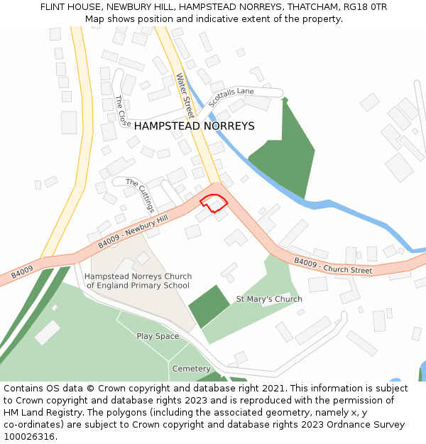 FLINT HOUSE, NEWBURY HILL, HAMPSTEAD NORREYS, THATCHAM, RG18 0TR: Location map and indicative extent of plot