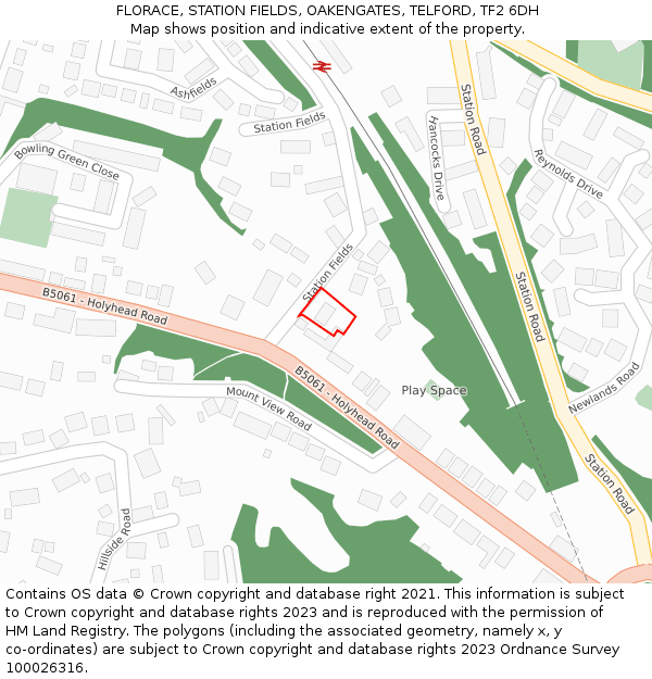 FLORACE, STATION FIELDS, OAKENGATES, TELFORD, TF2 6DH: Location map and indicative extent of plot