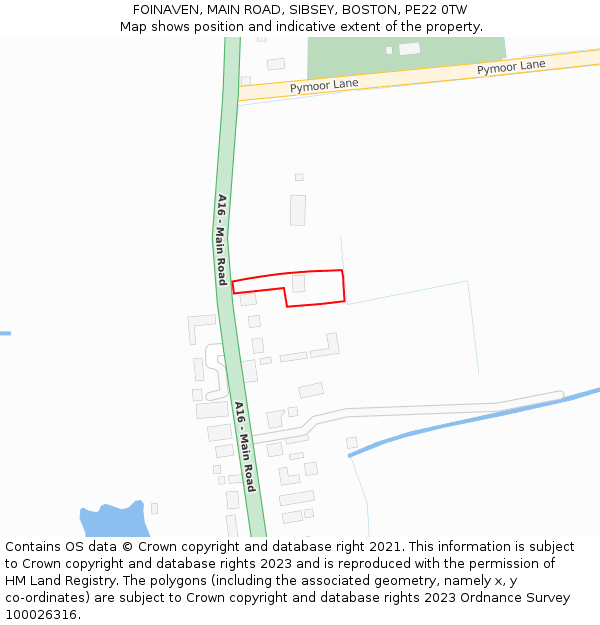 FOINAVEN, MAIN ROAD, SIBSEY, BOSTON, PE22 0TW: Location map and indicative extent of plot