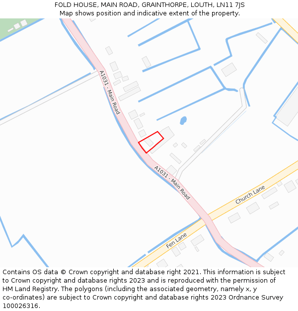 FOLD HOUSE, MAIN ROAD, GRAINTHORPE, LOUTH, LN11 7JS: Location map and indicative extent of plot