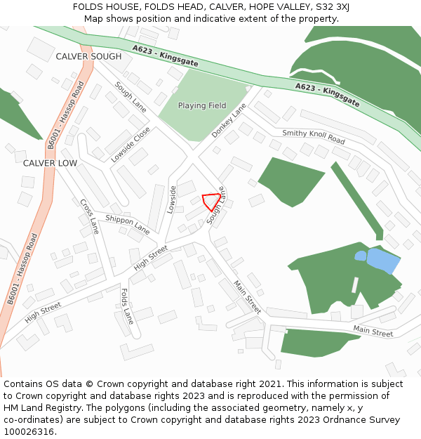 FOLDS HOUSE, FOLDS HEAD, CALVER, HOPE VALLEY, S32 3XJ: Location map and indicative extent of plot