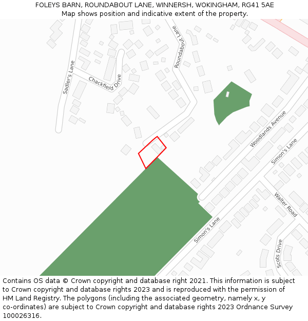 FOLEYS BARN, ROUNDABOUT LANE, WINNERSH, WOKINGHAM, RG41 5AE: Location map and indicative extent of plot