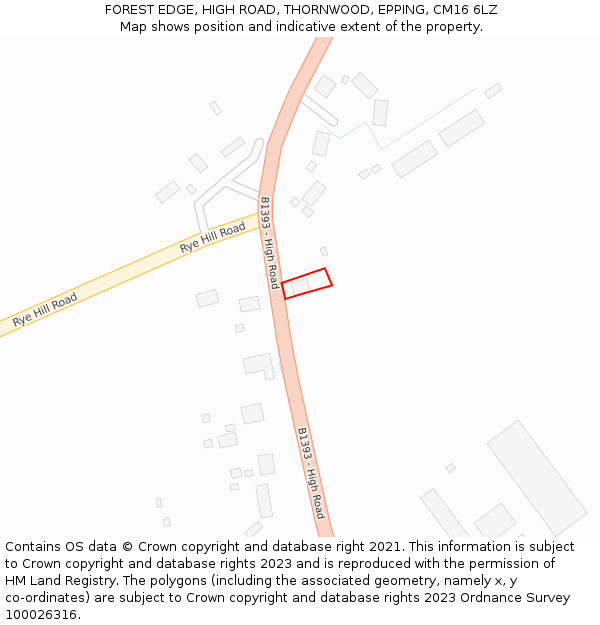 FOREST EDGE, HIGH ROAD, THORNWOOD, EPPING, CM16 6LZ: Location map and indicative extent of plot