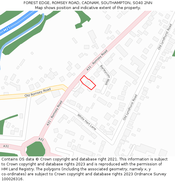 FOREST EDGE, ROMSEY ROAD, CADNAM, SOUTHAMPTON, SO40 2NN: Location map and indicative extent of plot