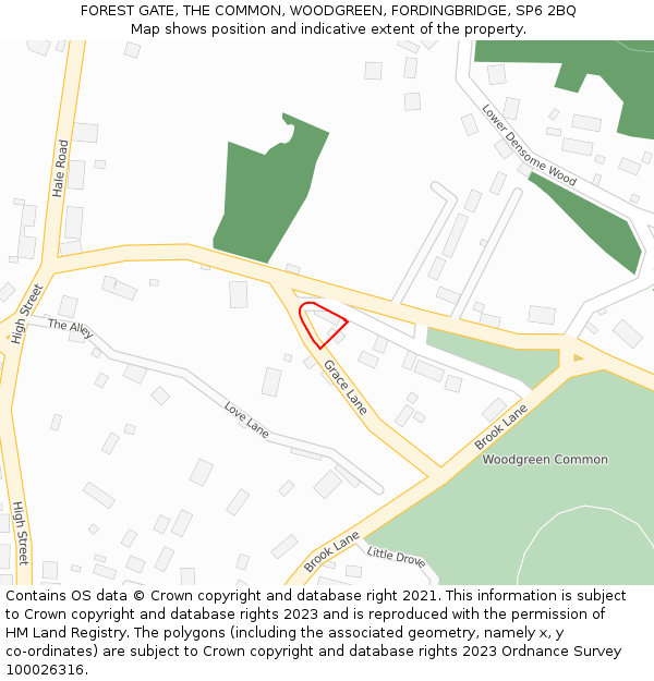 FOREST GATE, THE COMMON, WOODGREEN, FORDINGBRIDGE, SP6 2BQ: Location map and indicative extent of plot