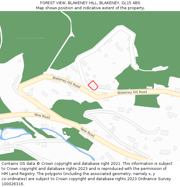 FOREST VIEW, BLAKENEY HILL, BLAKENEY, GL15 4BS: Location map and indicative extent of plot