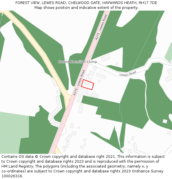 FOREST VIEW, LEWES ROAD, CHELWOOD GATE, HAYWARDS HEATH, RH17 7DE: Location map and indicative extent of plot