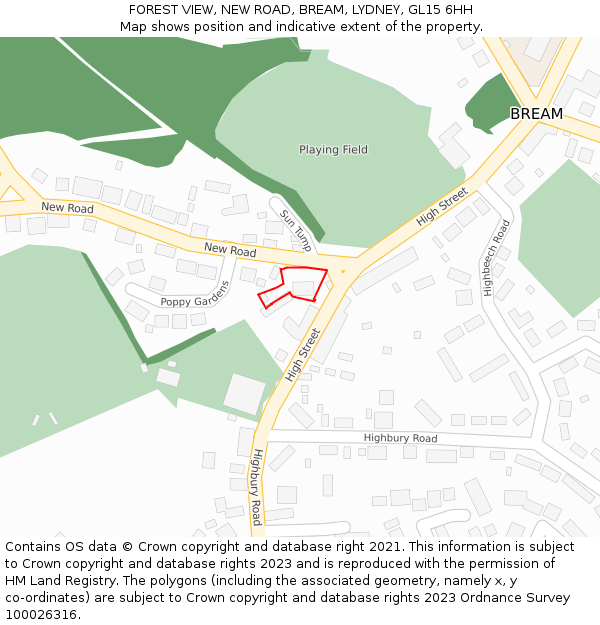 FOREST VIEW, NEW ROAD, BREAM, LYDNEY, GL15 6HH: Location map and indicative extent of plot