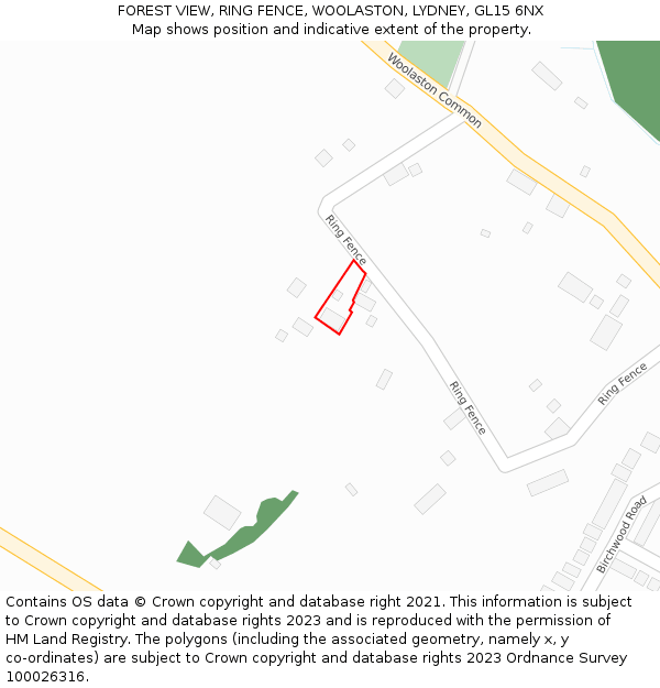 FOREST VIEW, RING FENCE, WOOLASTON, LYDNEY, GL15 6NX: Location map and indicative extent of plot