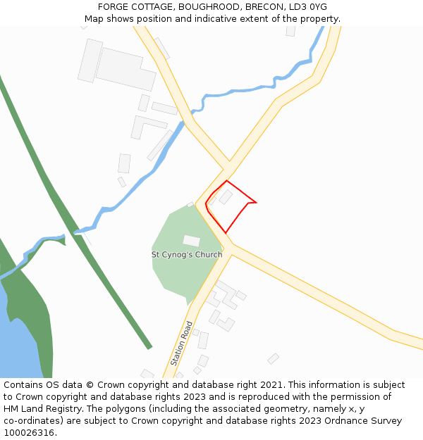 FORGE COTTAGE, BOUGHROOD, BRECON, LD3 0YG: Location map and indicative extent of plot