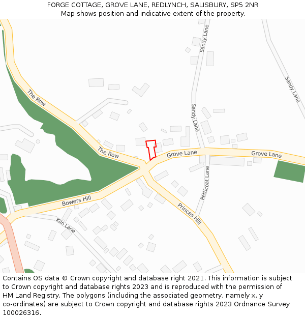 FORGE COTTAGE, GROVE LANE, REDLYNCH, SALISBURY, SP5 2NR: Location map and indicative extent of plot