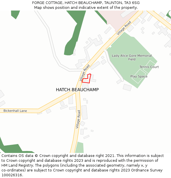 FORGE COTTAGE, HATCH BEAUCHAMP, TAUNTON, TA3 6SG: Location map and indicative extent of plot
