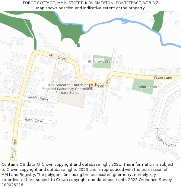 FORGE COTTAGE, MAIN STREET, KIRK SMEATON, PONTEFRACT, WF8 3JZ: Location map and indicative extent of plot