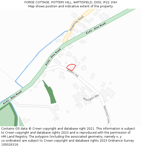 FORGE COTTAGE, POTTERY HILL, WATTISFIELD, DISS, IP22 1NH: Location map and indicative extent of plot