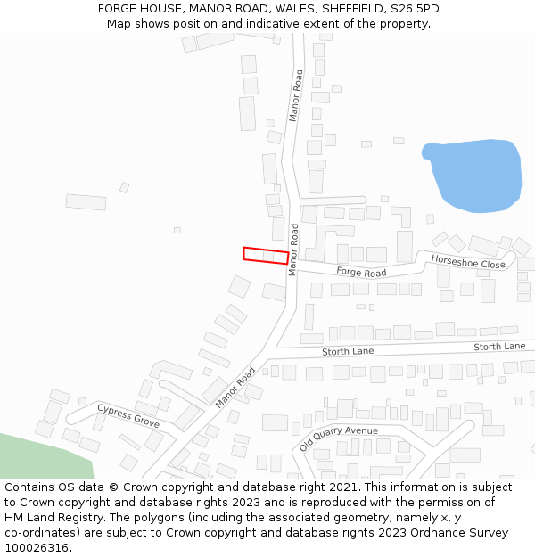 FORGE HOUSE, MANOR ROAD, WALES, SHEFFIELD, S26 5PD: Location map and indicative extent of plot