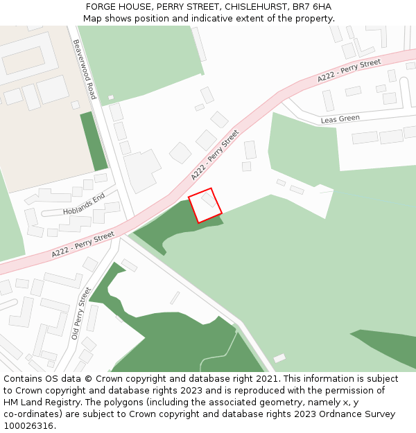 FORGE HOUSE, PERRY STREET, CHISLEHURST, BR7 6HA: Location map and indicative extent of plot