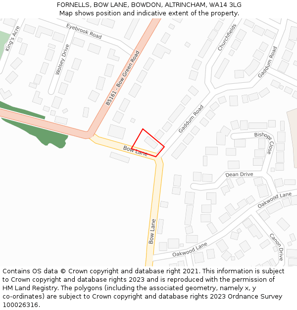 FORNELLS, BOW LANE, BOWDON, ALTRINCHAM, WA14 3LG: Location map and indicative extent of plot