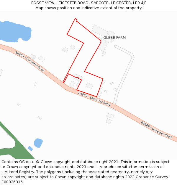 FOSSE VIEW, LEICESTER ROAD, SAPCOTE, LEICESTER, LE9 4JF: Location map and indicative extent of plot