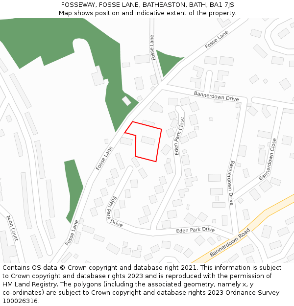 FOSSEWAY, FOSSE LANE, BATHEASTON, BATH, BA1 7JS: Location map and indicative extent of plot