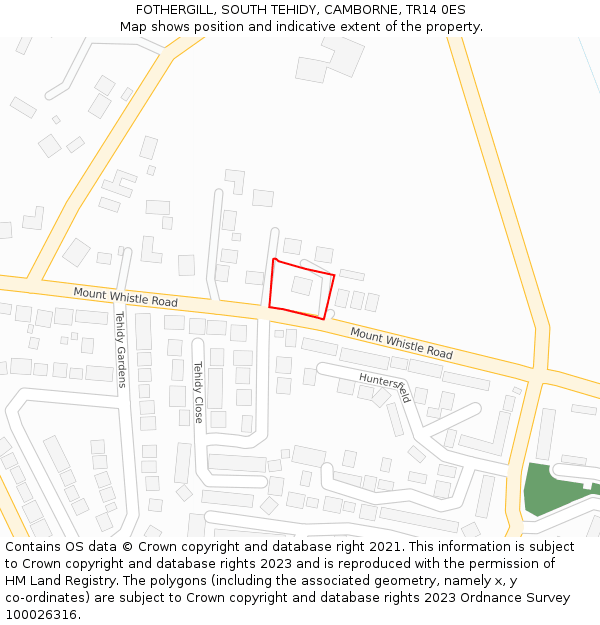 FOTHERGILL, SOUTH TEHIDY, CAMBORNE, TR14 0ES: Location map and indicative extent of plot