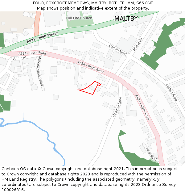 FOUR, FOXCROFT MEADOWS, MALTBY, ROTHERHAM, S66 8NF: Location map and indicative extent of plot