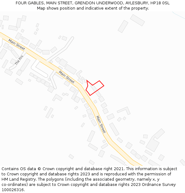 FOUR GABLES, MAIN STREET, GRENDON UNDERWOOD, AYLESBURY, HP18 0SL: Location map and indicative extent of plot