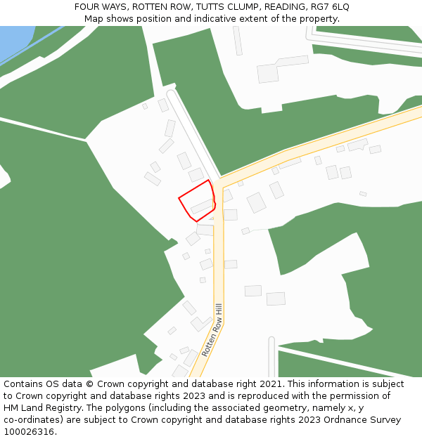 FOUR WAYS, ROTTEN ROW, TUTTS CLUMP, READING, RG7 6LQ: Location map and indicative extent of plot