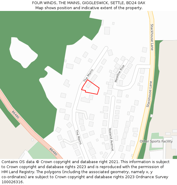 FOUR WINDS, THE MAINS, GIGGLESWICK, SETTLE, BD24 0AX: Location map and indicative extent of plot